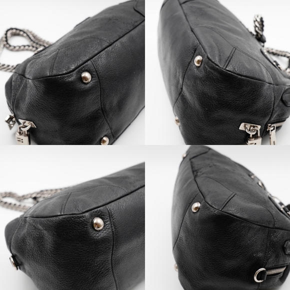 Prada Black Cervo Lux Leather Chain Bowling Bag - Picture 12 of 14
